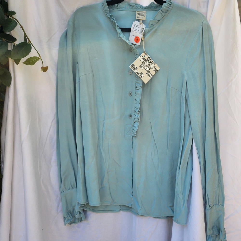 Women's Light Blue Ruffled Top - Picture 3 of 9